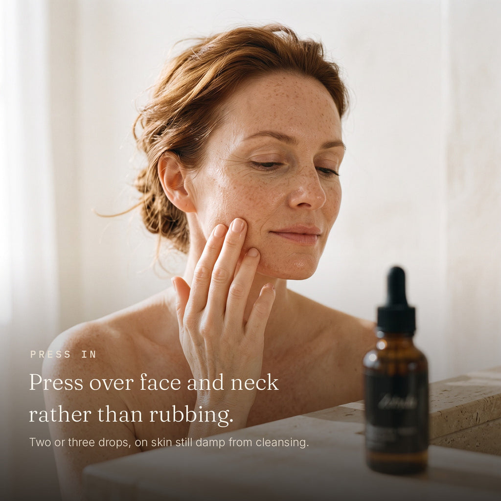 How to use Zobyda Niacinamide Vitamin Boost Serum: press over face and neck rather than rubbing