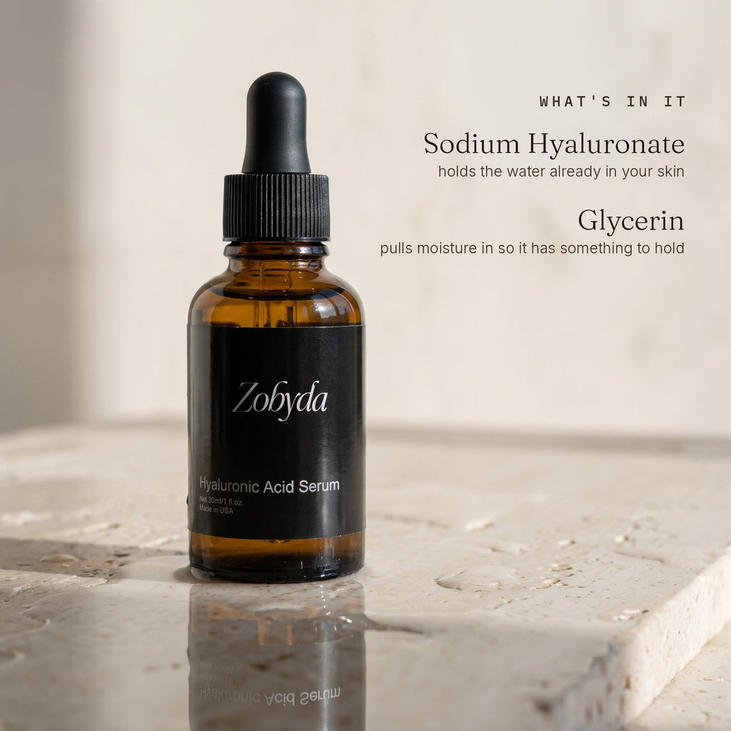 Zobyda Hyaluronic Acid Serum key ingredients: sodium hyaluronate and glycerin