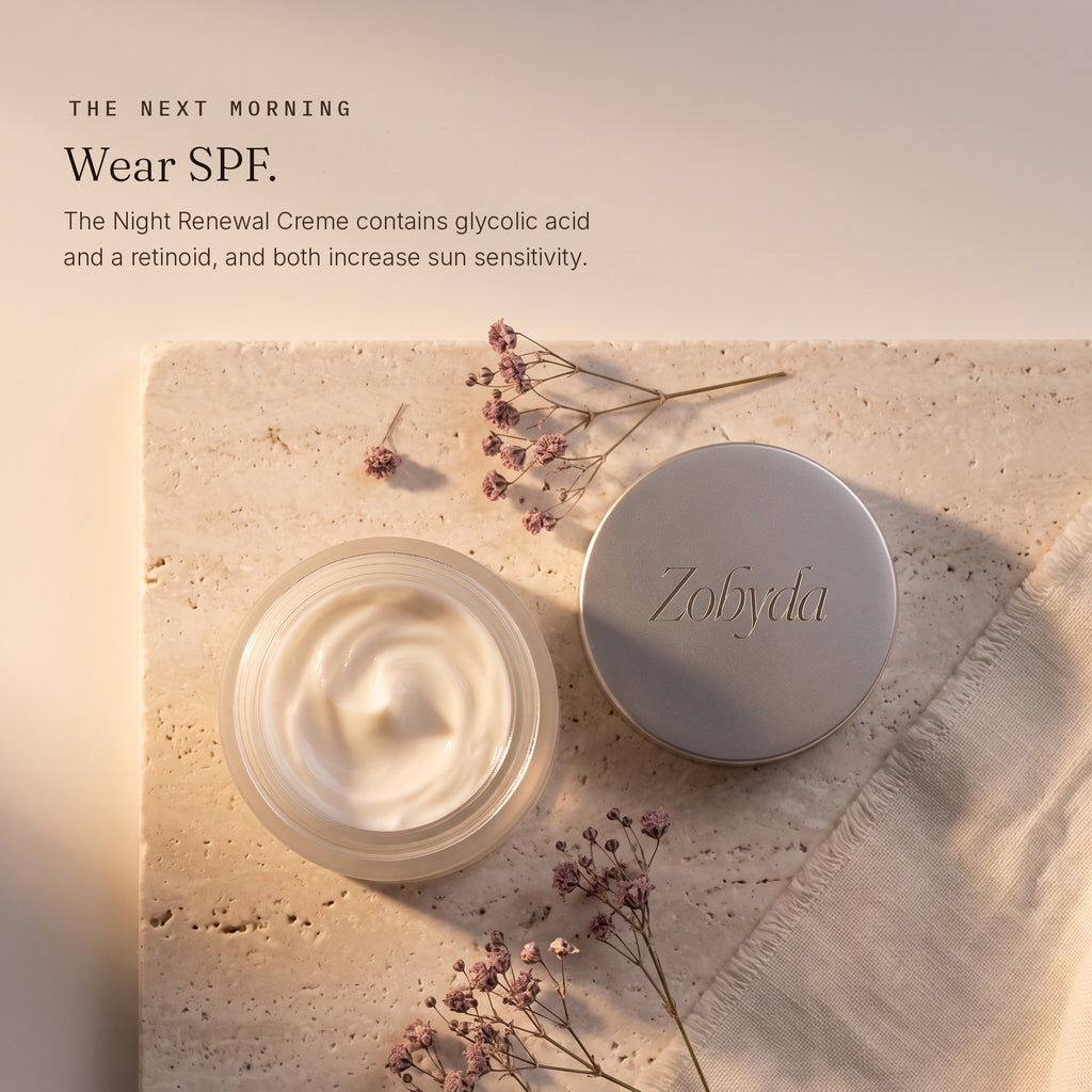 Zobyda Night Renewal Creme from The Full Edit: wear SPF the next morning